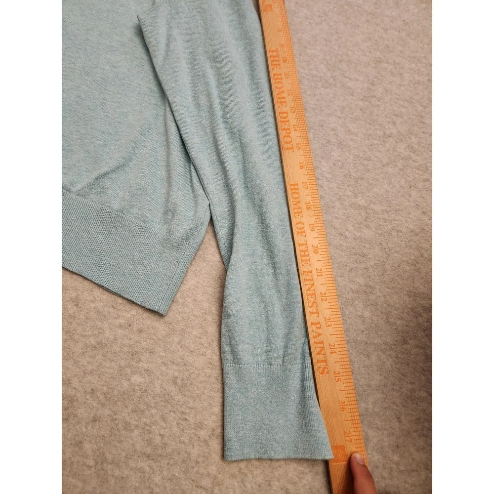 Banana Republic Sweater Mens‎ Large Beached Aqua Silk Linen V Neck Lightweight